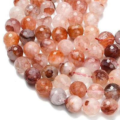 Grade A Natural Red Hematoid Quartz/Ferruginous Quartz Beads Strands G-L642-F03-10mm-1