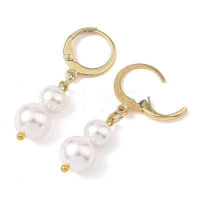 Shell Pearl Leverback Dangle Earrings EJEW-JE07290-1