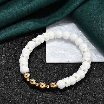 Ion Plating(IP) 304 Stainless Steel & Round Glass Beaded Stretch Bracelets for Women Men BJEW-M046-05G-1