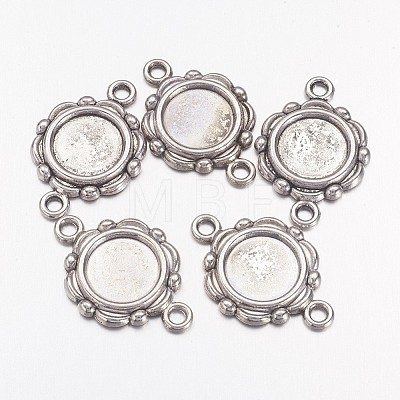 Tibetan Style Link Cabochon Bezel Settings TIBEP-0578-S-FF-1