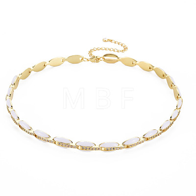 Brass Micro Pave Cubic Zirconia Link Tennis Necklaces for Women NJEW-T013-01G-08-1