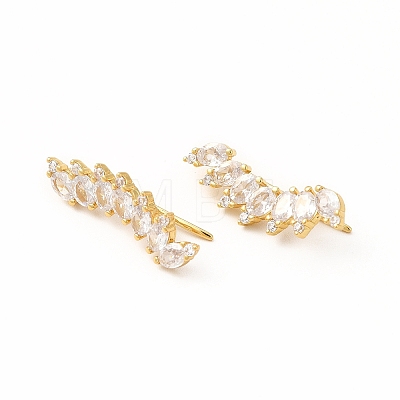 Brass Micro Pave Cubic Zirconia Stud Crawler Earrings EJEW-H091-11G-1