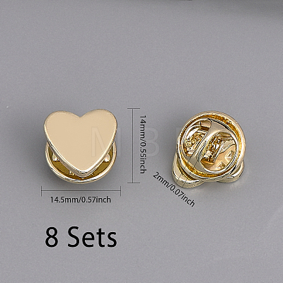 8 Sets Brass Heart Lapel Pin Brooch JEWB-CA0001-34-1