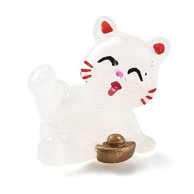 Luminous Resin Lucky Cat Display Decorations DJEW-P020-01B-1