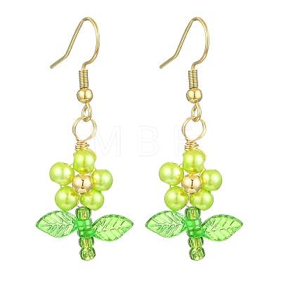 Glass Pearl & Acrylic Dangle Earrings EJEW-JE06325-01-1