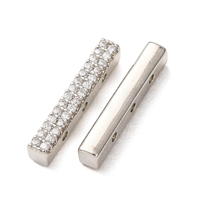 Brass Micro Pave Clear Cubic Zirconia Rectangle Spacer Bars CU-H003-02P-1