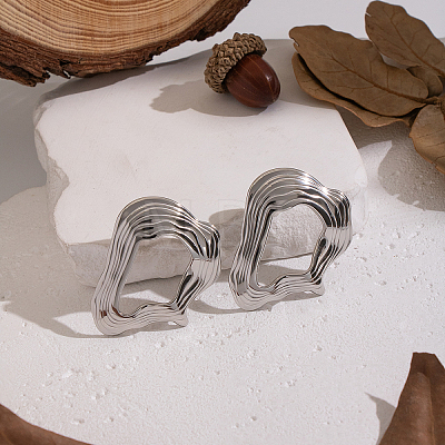 304 Stainless Steel Nuggets Stud Earrings PR9412-2-1