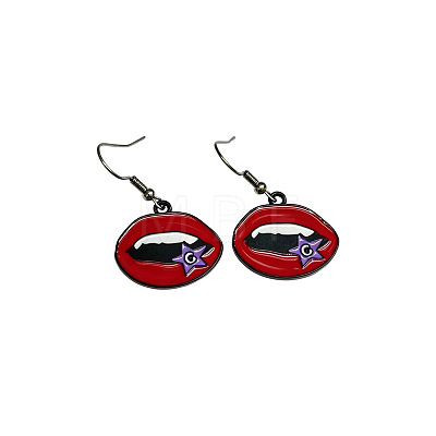 Gothic Alloy Red Enamel Dangle Earrings WGCC792-04-1