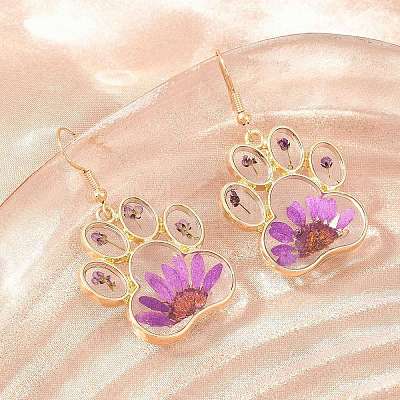 Alloy & Dried Flower Dangle Earrings AL-Z001-06G-1