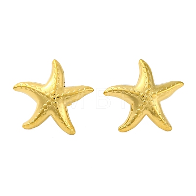 Ion Plating(IP) 304 Stainless Steel Starfish Stud Earrings EJEW-D281-30G-1