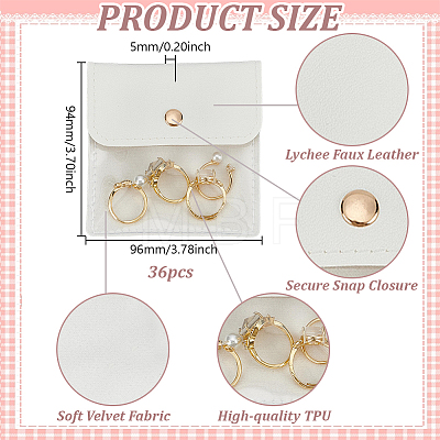 36Pcs PU Leather Jewelry Storage Bags with Iron Button ABAG-GO0001-33B-1