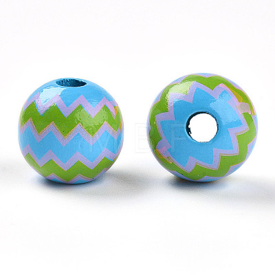 Easter Theme Printed Wood Beads WOOD-T032-22A-1