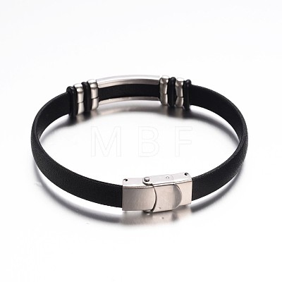 Jewelry Black Color PU Leather Cord Bracelets BJEW-G467-05-1
