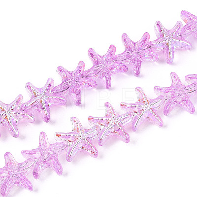 Baking Paint Electroplate Transparent Glass Beads Strands EGLA-N017-07-A03-1