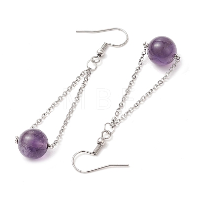 304 Stainless Steel with Natural Mixed Stone Dangle Earrings EJEW-JE06011-02-1