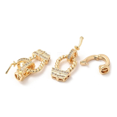 Brass Micro Pave Clear Cubic Zirconia Fold Over Clasps KK-F860-50G-1