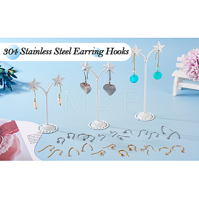 96Pcs 12 Style 304 Stainless Steel Earring Hooks STAS-PJ0001-45-1