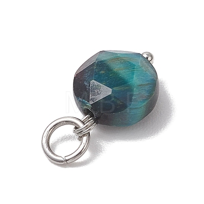 Dyed Natural Tiger Eye Faceted Hexagonal Cut Pendants PALLOY-JF04800-01-1