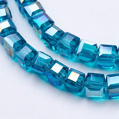 Electroplate Glass Beads Strands EGLA-R030-6x6mm-14-1