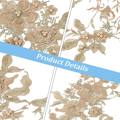 2Pcs 3D Flower Beading Polyster Embroidery Ornaments Accessories DIY-CY0003-64C-1