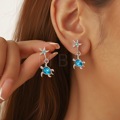 Alloy Rhinestone Dangle Styd Earrings FS-WG4B530-01-1