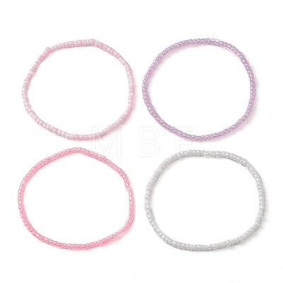 4Pcs 4 Color Glass Seed Beaded Stretch Bracelets Set BJEW-JB10121-1