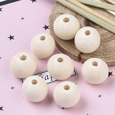 Unfinished Natural Wood Beads X-WOOD-S651-A25mm-LF-1