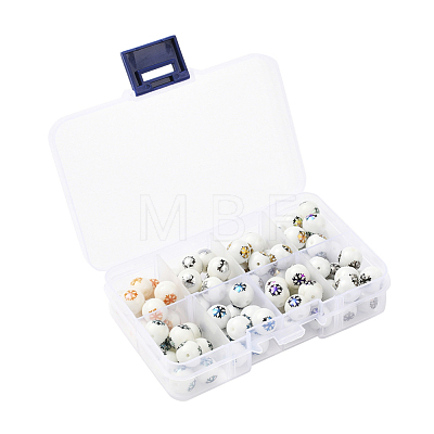 80Pcs 8 Colors Christmas Opaque Glass Beads EGLA-YW0001-02-1