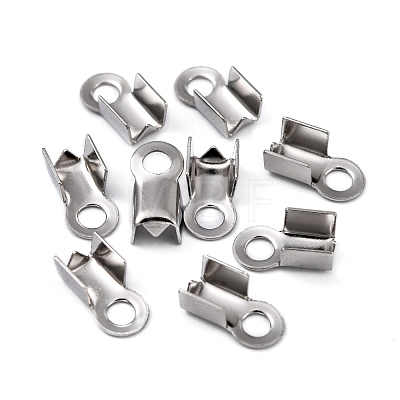 304 Stainless Steel Fold Over Crimp Cord Ends X-STAS-M009-01B-1