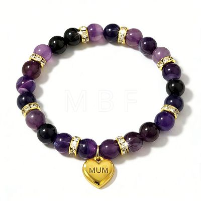 Mother's Day Natural Amethyst Round Beads Stretch Bracelets FS-WG258A5-06-1