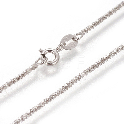 Anti-Tarnish Rhodium Plated 925 Sterling Silver Chain Necklaces STER-L059-12B-1