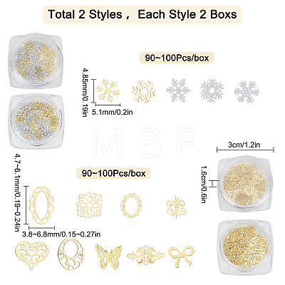 4 Boxes 2 Styles Hollow Brass Cabochons MRMJ-SC0001-12G-1