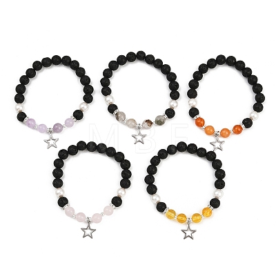 5Pcs Star 304 Stainless Steel Charms Bracelets BJEW-JB12401-1