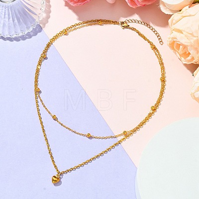 Double Layers Alloy Heart Pendant Necklaces NJEW-JN04925-1