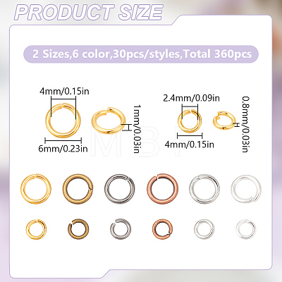 360Pcs 12 Styles Brass Open Jump Rings KK-LP0001-34-1