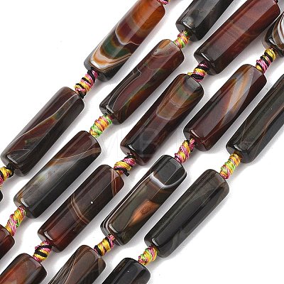 Natural Banded Agate/Striped Beads Strands G-A306-B02-01-1