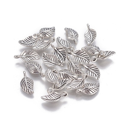 Tibetan Style Alloy Leaf Pendants TIBEP-1011-AS-LF-1