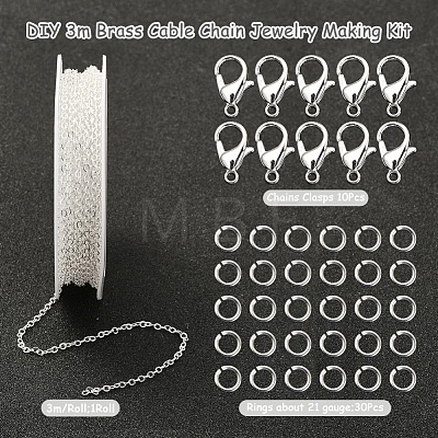 DIY 3m Brass Cable Chain Jewelry Making Kit DIY-YW0005-74S-1