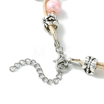 Butterfly Alloy Pink Enamel Charm Bracelets BJEW-JB10729-1