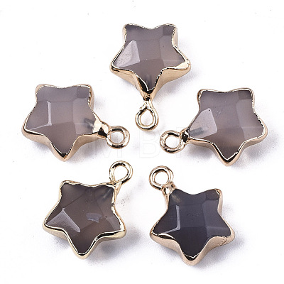 Natural Grey Agate Pendants G-N326-36C-1