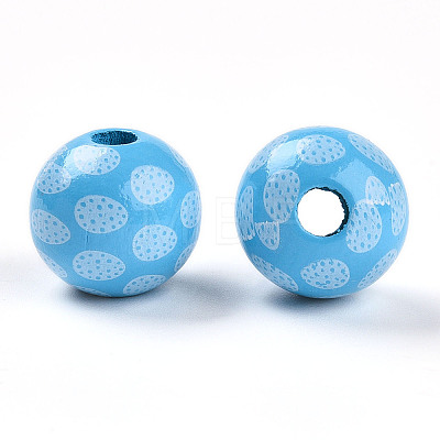 Easter Theme Printed Wood Beads WOOD-T032-22G-1