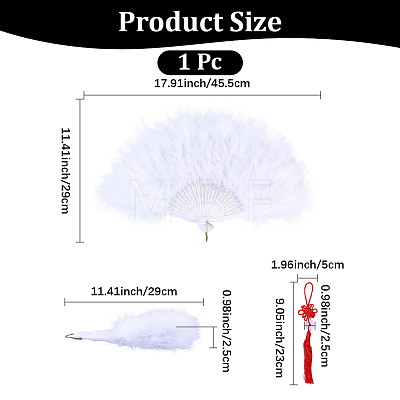 Plastic & Feather Folding Fan AJEW-WH20130-171A-1