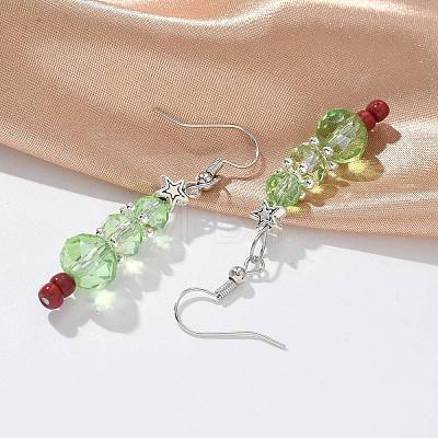 Christmas Glass Beads Dangle Earrings EJEW-JE01624-1