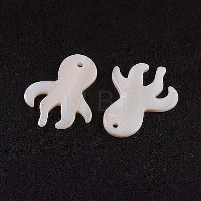 Natural White Shell Mother of Pearl Shell Pendants SSHEL-G014-65B-1