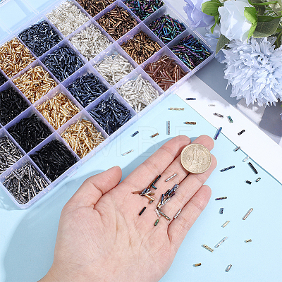 7490Pcs Glass Twisted Bugle Beads SEED-PA0001-27-1
