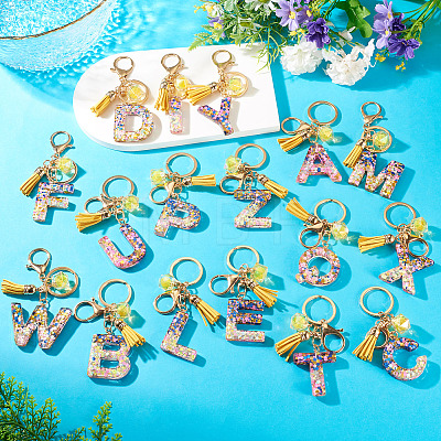 Alloy Resin Polygon Keychains KEYC-TADJ0002-03G-T-1