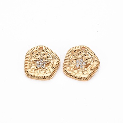 Brass Micro Pave Clear Cubic Zirconia Charms KK-S356-732-1
