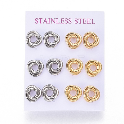 304 Stainless Steel Stud Earrings EJEW-L241-02A-1