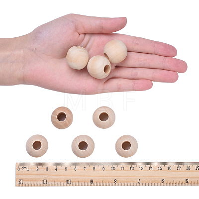 Natural Unfinished Wood Beads WOOD-25-LF-1