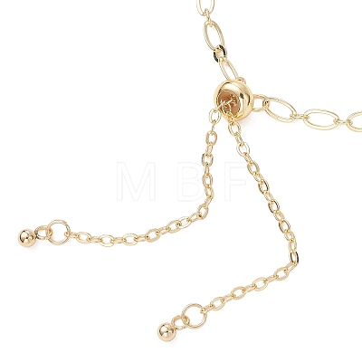 Brass Cable & Figaro Chain Slider Bracelets for Women BJEW-JB13156-1